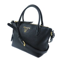 美品PRADAプラダショルダーバッグハンドバッグ1BA1572wayヴィテッロブラックグレインレザー【本物保証】【中古】