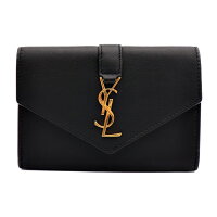 新品未使用展示品SAINTLAURENTPARISサンローランパリYSLLINEエンベロープウォレット二つ折り短財布カードケース名刺入れ423483カーフスキンブラック【本物保証】【中古】