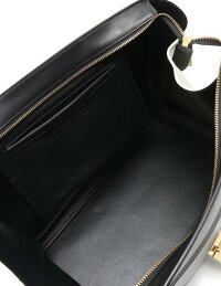 CELINEセリーヌトラペーズハンドバッグブラック×ホワイト×カーキスエード×レザー【本物保証】【中古】