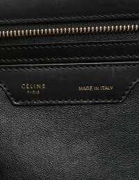 CELINEセリーヌトラペーズハンドバッグブラック×ホワイト×カーキスエード×レザー【本物保証】【中古】