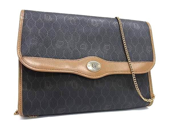 乐天商城 - ChristianDior クリスチャンディオール ショルダーバッグ ブラウン PVC レザー レディース ハニカム柄 チェーン【本物保証】【中古】