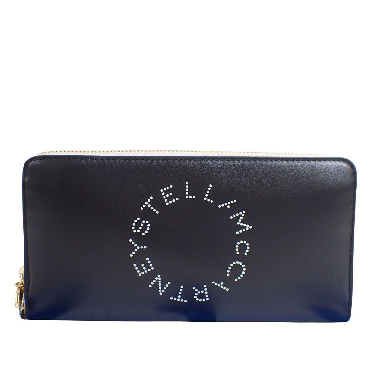 乐天商城 - STELLA McCARTNEY ステラマッカートニー 財布 700251 W8856 ブラック ポリウレタン ユニセックス ラウンドファスナー長財布 パンチング ゴールド金具 美品【本物保証】【中古】