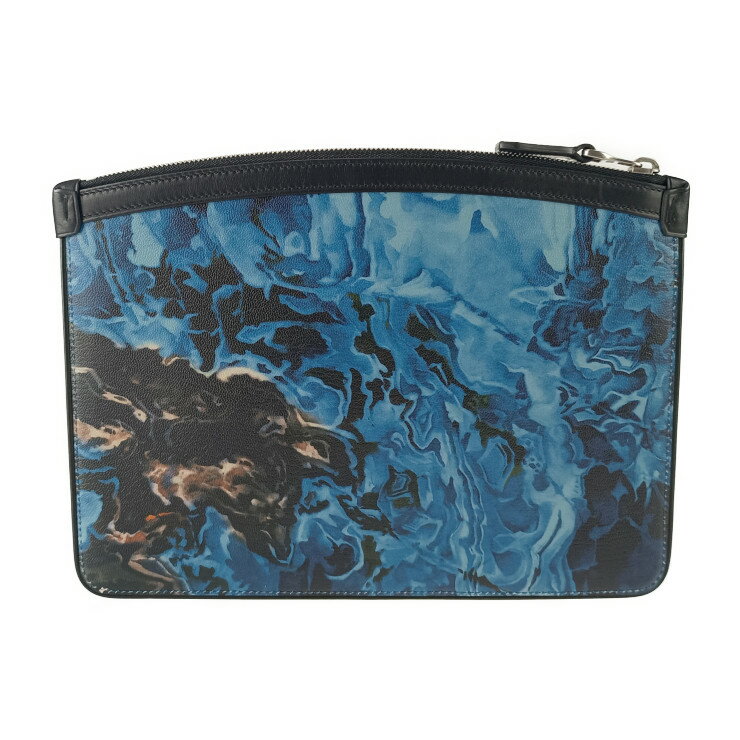 新品未使用展示品 dunhill ダンヒル クラッチバッグ デューク マーブル スモール ジップフォリオ DU19R3850MR472 ブルー レザー メンズ ポーチ セカンドバッグ【本物保証】【中古】