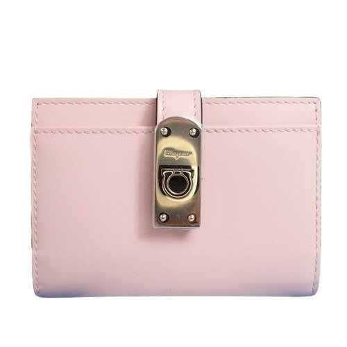 乐天商城 - Salvatore Ferragamo フェラガモ カードケース ガンチーニ 220552 ピンク系 レザー レディース ゴールド金具 美品【本物保証】【中古】