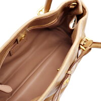 美品PRADAプラダBN18662wayハンドバッグリボンレザーブラウンレディースハンドバッグ【本物保証】【中古】