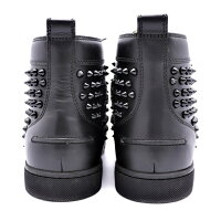 美品CHRISTIANLOUBOUTINクリスチャンルブタンハイカットスニーカーLOUISSPIKESFLATルイススパイクス1101083-B049-1718AWレザーブラックメーカーサイズ401/2参考サイズ25.5cm【本物保証】【中古】