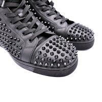 美品CHRISTIANLOUBOUTINクリスチャンルブタンハイカットスニーカーLOUISSPIKESFLATルイススパイクス1101083-B049-1718AWレザーブラックメーカーサイズ401/2参考サイズ25.5cm【本物保証】【中古】