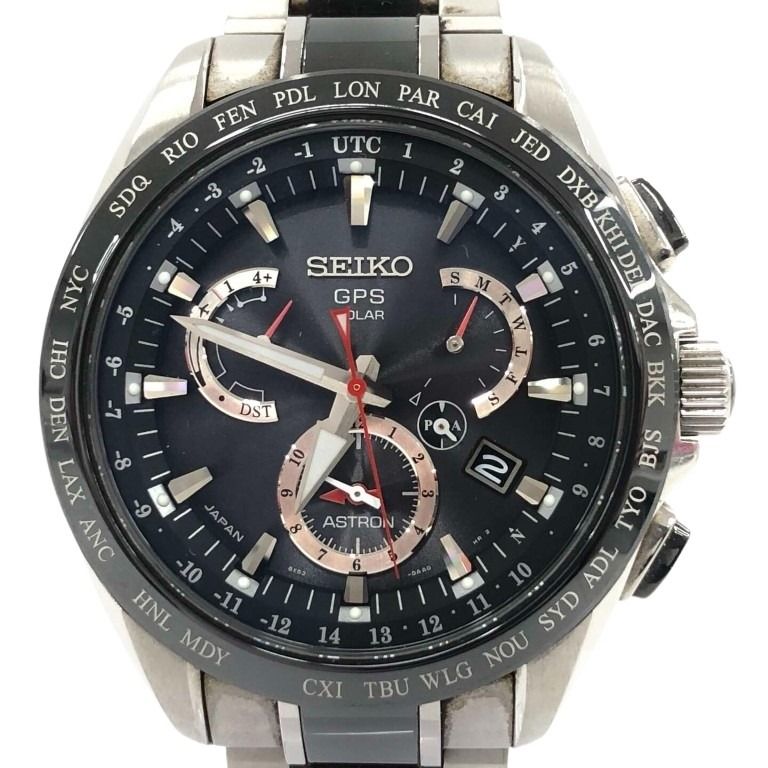 SEIKO セイコー 時計 アストロンGPSソーラー SBXB041 ブラック シルバー系 チタン セラミック メンズ 美品【本物保証】【中古】