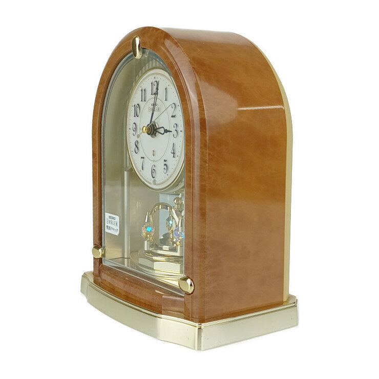 SEIKO セイコー 置時計 EMBLEM エンブレム HW584B ブラウン系 ゴールド プラスチック ユニセックス 電波時計【本物保証】【中古】