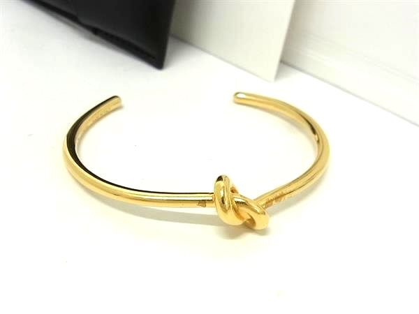 CELINE セリーヌ ブレスレット バングル ノット エクストラシン ゴールド メタル レディース 美品【本..