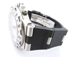 【中古】ABランクBVLGARIブルガリディアゴノプロフェッショナルエアメンズ腕時計GMT40C5SVDSS×ラバーシルバー文字盤【本物保証】