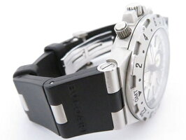 【中古】ABランクBVLGARIブルガリディアゴノプロフェッショナルエアメンズ腕時計GMT40C5SVDSS×ラバーシルバー文字盤【本物保証】