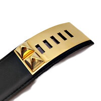 HERMESエルメスコリエドシアンベルトレザーブラックゴールド□B刻印サイズ68ウエスト67〜71【本物保証】【中古】