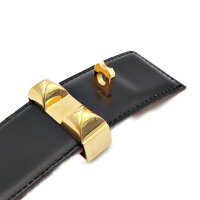 HERMESエルメスコリエドシアンベルトレザーブラックゴールド□B刻印サイズ68ウエスト67〜71【本物保証】【中古】