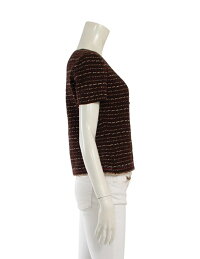 【中古】美品CHANELシャネル半袖トップスニットカシミヤ茶表記サイズ38参考サイズMレディース【本物保証】【中古】