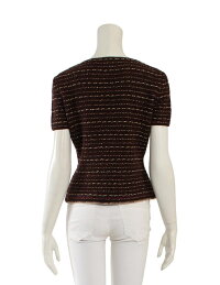 【中古】美品CHANELシャネル半袖トップスニットカシミヤ茶表記サイズ38参考サイズMレディース【本物保証】【中古】
