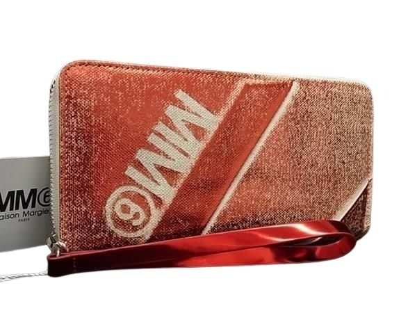 乐天商城 - Maison Margiela MM6 メゾンマルジェラ エムエムシックス 長財布 S54UI0051 レッド系×シルバー系 キャンバス ユニセックス ラウンドファスナー 超美品【本物保証】【中古】