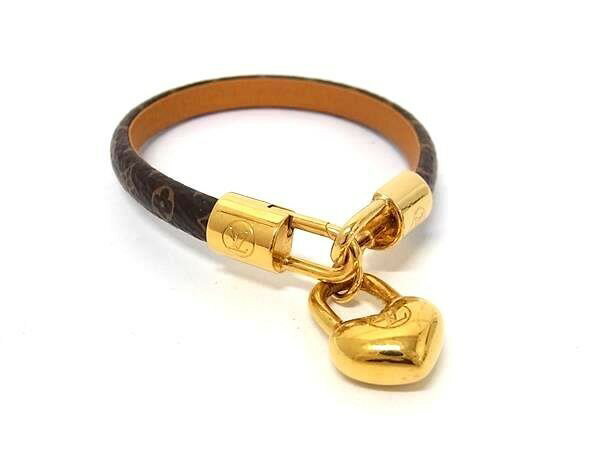 Pearl - LOUIS VUITTON ルイヴィトン ブレスレット ブラスレ クレイジーインロック M6451 ブラウン ゴールド系 モノグラム レディース ハート 美品【本物保証】【中古】
