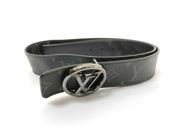 乐天商城 - LOUIS VUITTON ルイヴィトン ベルト サンチュール LVサークル M0168V ブラック モノグラム エクリプス×レザー メンズ リバーシブル シルバー金具【本物保証】【中古】