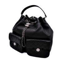 新品未使用展示品CHANELシャネルココマークマトラッセ2WAYリュックサックバックパックレザーブラックシルバー金具23番台【本物保証】【中古】