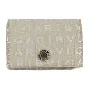 超美品 BVLGARI ブルガリ 名刺入れ カードケース 26549 キャンバス ピッグスキン ベージュ チョコレート ロゴマニア 二つ折り【本物保証】【中古】