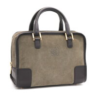 超美品LOEWEロエベアマソナ28ハンドバッグスエードレザーモスグリーン【本物保証】【中古】