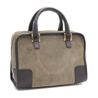 超美品LOEWEロエベアマソナ28ハンドバッグスエードレザーモスグリーン【本物保証】【中古】