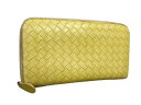 BOTTEGA VENETA ボッテガヴェネタ 財布 イントレチャート - イエロー レザー ユニセックス ラウンドファスナー 長財布【本物保証】【中古】
