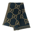 新品未使用展示品 GUCCI グッチ マフラー チェック GGウール スカーフ 660025 ブラック&ベージュ ウール 100% ユニセックス フリンジ【本物...