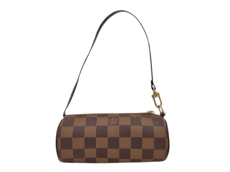 乐天商城 - LOUIS VUITTON ルイヴィトン ポーチ パピヨン30用ポーチ エベヌ（ブラウン）系 ダミエ レディース ゴールド金具 美品【本物保証】【中古】