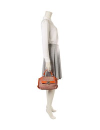 【中古】超美品SalvatoreFerragamoサルヴァトーレフェラガモソフィアハンドバッグ2WAYガンチーニ編み込みレザー21E467オレンジベージュ白ピンク【本物保証】【中古】