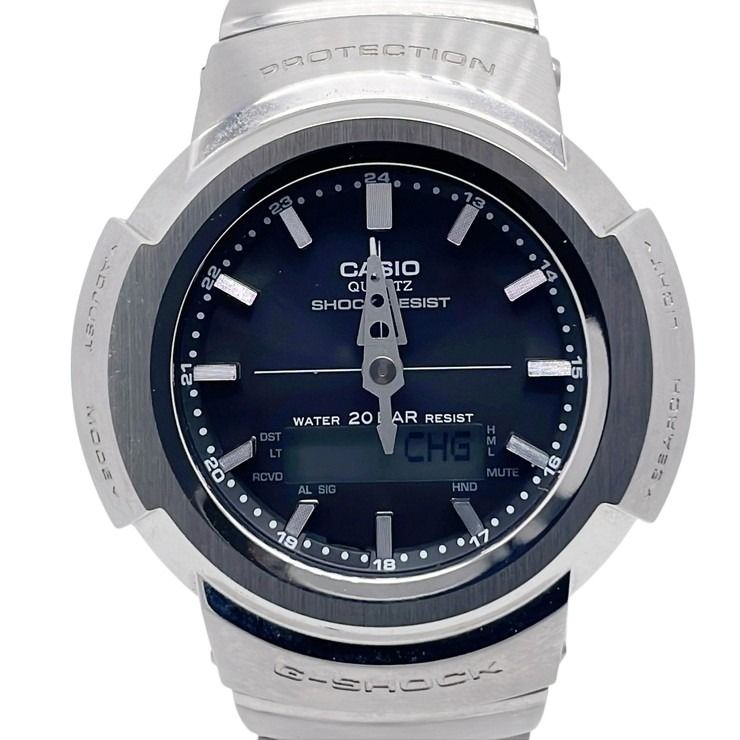 乐天商城 - CASIO カシオ 時計 GSHOCK FULL METAL AW500 SERIES AWM500D1AJF ブラック シルバー ステンレススチール メンズ アナデジ 美品【本物保証】【中古】