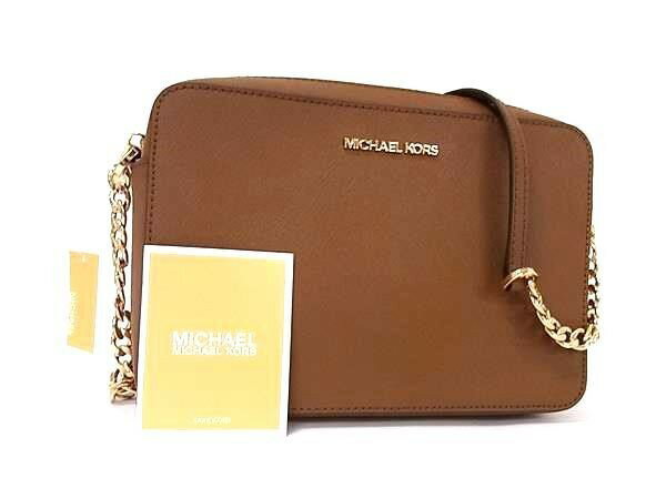 乐天商城 - MICHAEL KORS マイケルコース ショルダーバッグ JET SET ITEM 35T8GTTC9L ブラウン系 レザー レディース クロスボディ 斜め掛け チェーン ゴールド金具 超美品【本物保証】【中古】