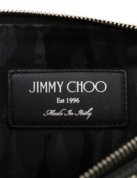 新品未使用展示品JIMMYCHOOジミーチュウDEREKMINIクラッチバッグDEREKMINIEMGグレイニーレザー白黒スターエンボス【本物保証】【中古】