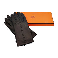 新品未使用展示品HERMESエルメスHロゴステッチデザイングローブ手袋レザーブラック表記サイズ71/2アパレル小物【本物保証】【中古】