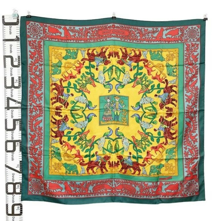 Silk - HERMES エルメス スカーフ カレ90 マルチカラー系 シルク100％ レディース EARLY AMERICA 大判 美品【本物保証】【中古】