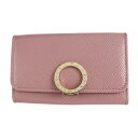 超美品 BVLGARI ブルガリ ブルガリブルガリ キーケース 282865 グレインカーフレザー ダークピンク系 レッド系 ゴールド金具 ロゴクリップ 6連 三つ折り【本物保証】【中古】