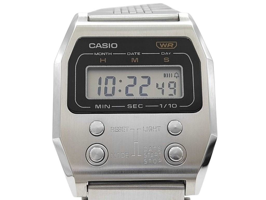 CASIO カシオ 時計 PREMIUMシリーズ A1100D-1JF ブラック シルバー系 ステンレススチール ユニセックス 美品