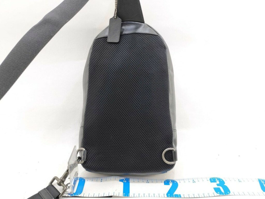 COACH コーチ ボディバッグ F23215 ブラック ブルー系 レザー メンズ ショルダーバ...