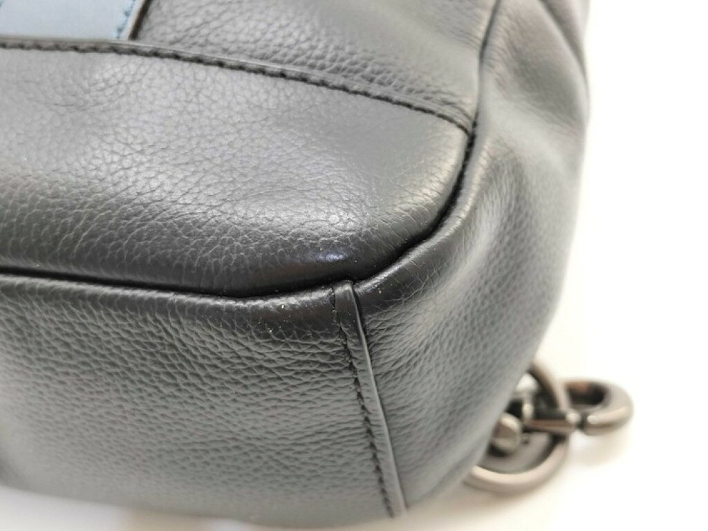 COACH コーチ ボディバッグ F23215 ブラック ブルー系 レザー メンズ ショルダーバ...