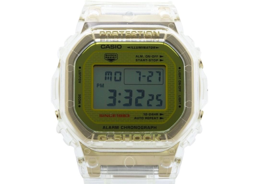 CASIO カシオ 時計 G-SHOCK 35周年記念モデル DW-5035E-7JR グレイシアゴールド クリア系 樹脂 メンズ デジタル 新品未使用展示品【本物保証】【中古】