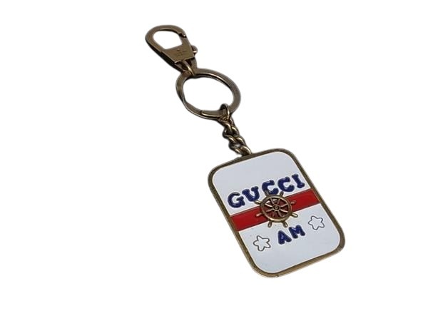 乐天商城 - GUCCI グッチ キーホルダー キーリング - ゴールド系 ホワイト メタル ユニセックス バッグチャーム【本物保証】【中古】
