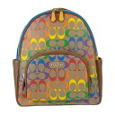新古未使用展示品 COACH コーチ リュックサック バックパック シグネチャー レインボー CA140 カーキブラウン ベージュ マルチカラー ゴールド金具 ...