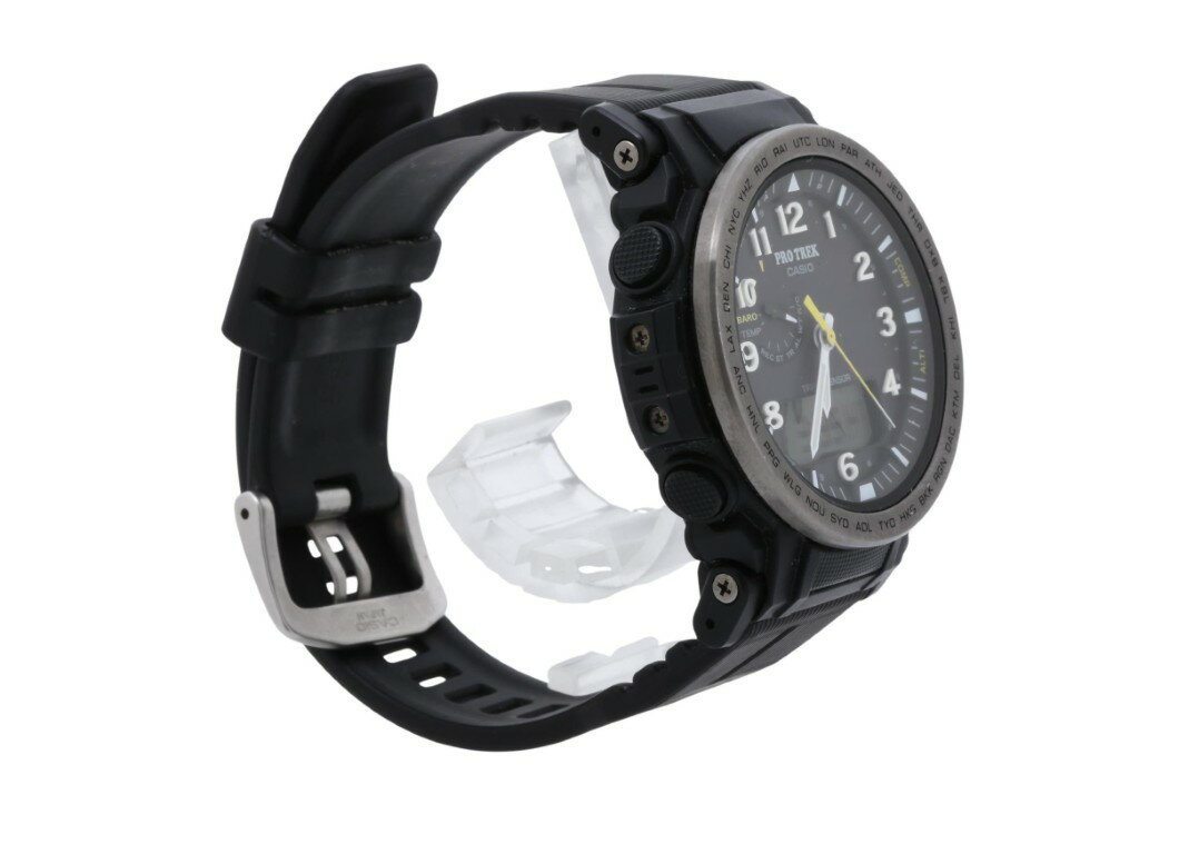 3R boutiqueのCASIO カシオ 時計 PRO TREK プロトレック Climber Line PRW51Y1JF ブラック 樹脂（バイオマス）／ステンレススチール メンズ アナデジ 美品【本物保証】【中古】｜アングル3