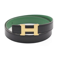 新品未使用展示品HERMESHベルトミニコンスタンス□A刻印カーフクシュベルブラックグリーン【本物保証】【中古】
