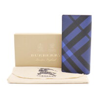 新品未使用展示品BURBERRYバーバリー2つ折り長財布ネイビーブラックPVCレザーメンズ【本物保証】【中古】