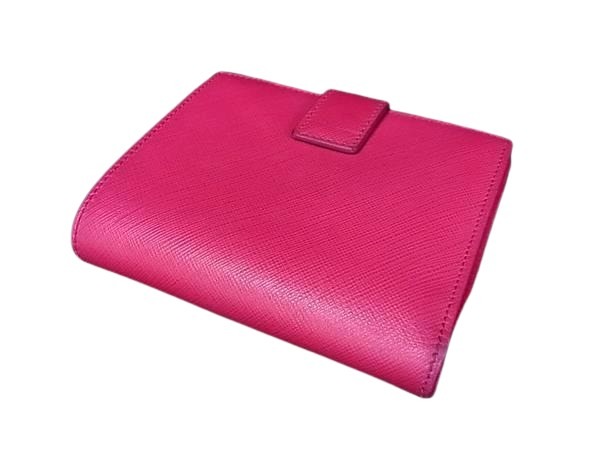 Salvatore Ferragamo フェラガモ 財布 ダブルガンチーニ JP-22-B852 ピンク レザー レディース 二つ折り財布 ゴールド金具【本物保証】【中古】