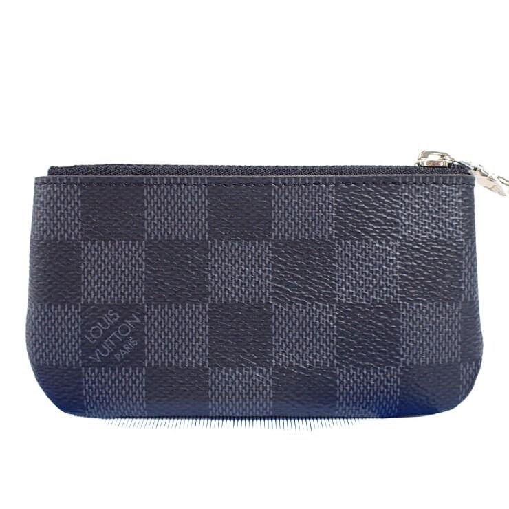 乐天商城 - LOUIS VUITTON ルイヴィトン コインケース ダミエ グラフィット ポシェット クレ N60155 ブラック / グレー PVC ユニセックス 小銭入れ シルバー金具 美品【本物保証】【中古】