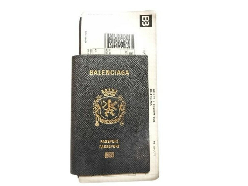 BALENCIAGA バレンシアガ 長財布 パスポート ロングウォレット 1TICKET 787774 ブラック系 レザー メンズ【本物保証】【中古】