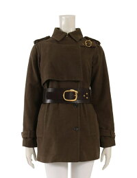 【中古】美品GUCCIグッチベルト付きコートコットン茶ブラウンメーカーサイズ38参考サイズSレディース【本物保証】【中古】